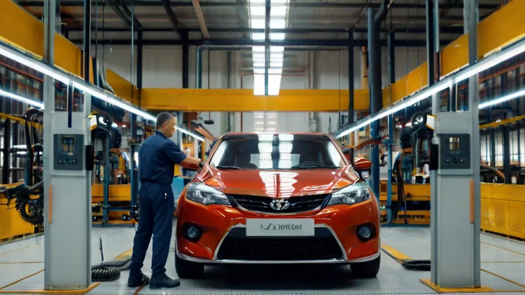 Veículo em inspeção em linha de montagem automotiva